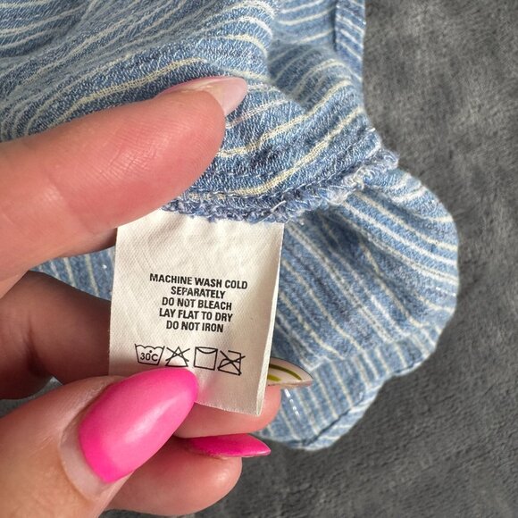 Shyanne Women Button Up Shirt XXL Blue Striped Western Tank Pearl Snap Top - Picture 5 of 7